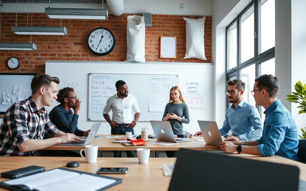 Giovani imprenditori che collaborano in un moderno spazio di co-working