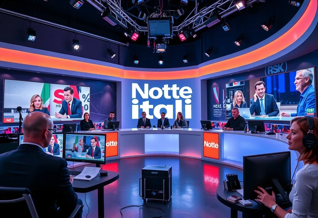 Ufficio editoriale Notte Italia con giornalisti al lavoro