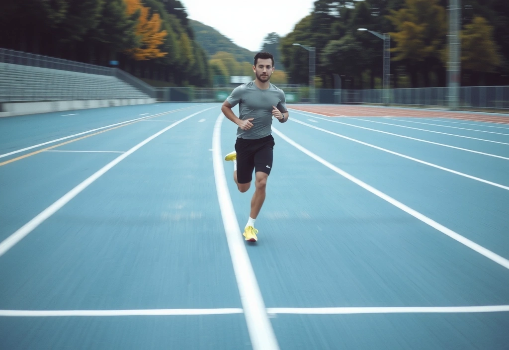 Immagine di un atleta che corre su una pista